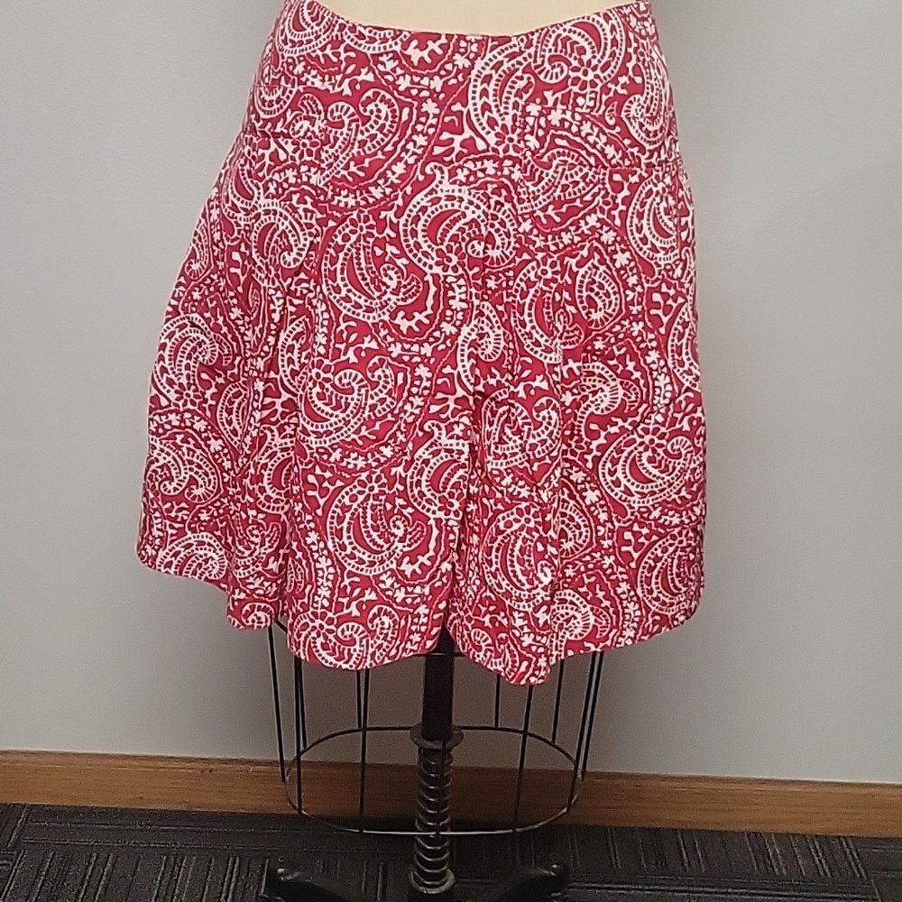 Tommy Hilfiger Red Paisley Pleated Tulip Cowgirl VTG Y2K Skirt Women's Size 6